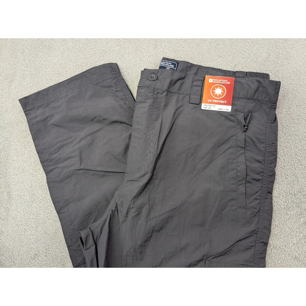 Mountain Warehouse Mens 38x30 Explore Zip Off Convertible Hiking Pants Gray